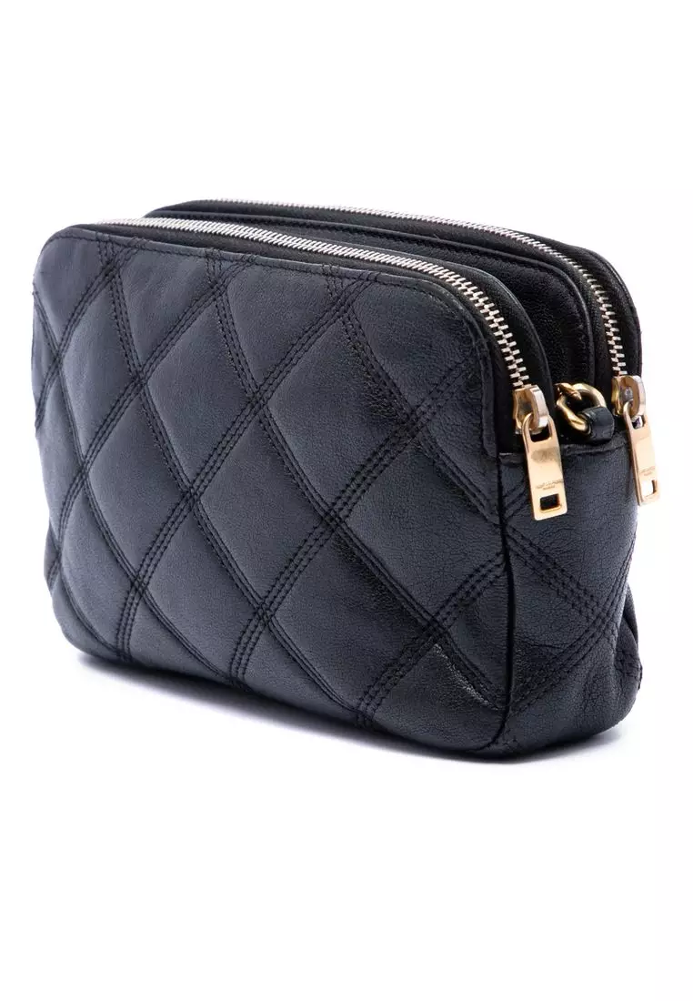 Pre-Loved Saint Laurent Mini Quilted Lambskin Becky Double Zip Crossbody