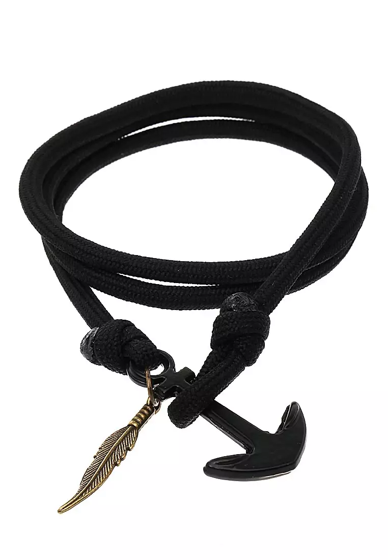 Omrish Bracelet Gelang Pria Jangkar One Set Material Paracord ORIGINAL - Black