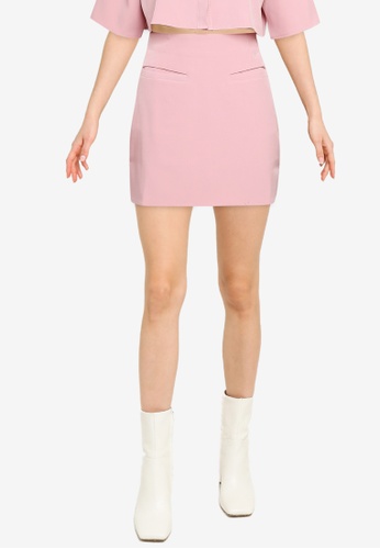 MISSGUIDED pink Faux Pocket Mini Skirt CD4C3AA452972CGS_1