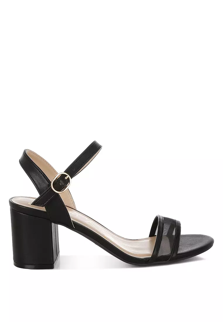 Discount on London Rag  shoes - SKU: Mesh Pin Buckle Block Heels In Black