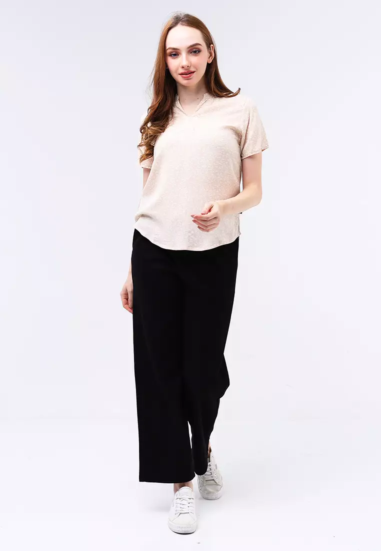 Woven Printed Rayon Short Sleeve Blouse