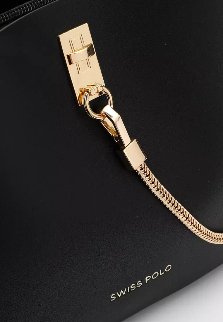 Women's Chain Top Handle Bag / Sling Bag / Crossbody Bag / Shoulder Bag - Black