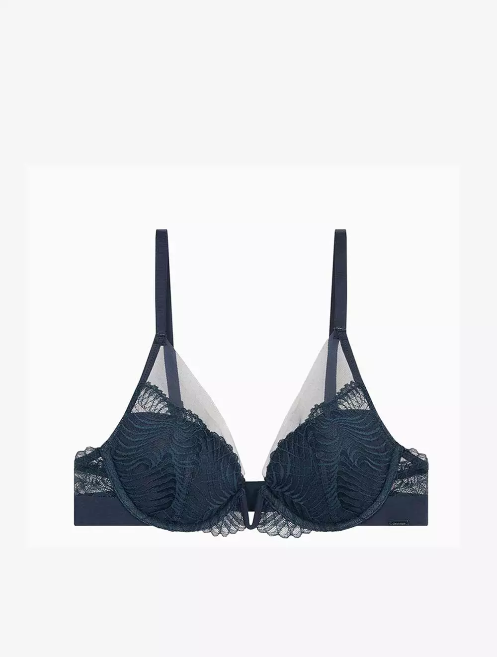 Calvin Klein Underwear - CK Black Geo Lace Lightly Lined Plunge Bra - Blue - blue