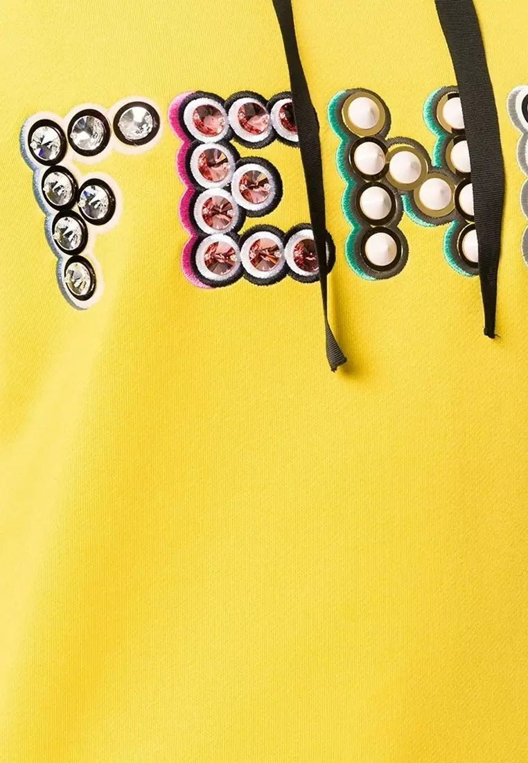Buy Fendi Fendi Studded Logo Hoodie in Yellow 2024 Online ZALORA