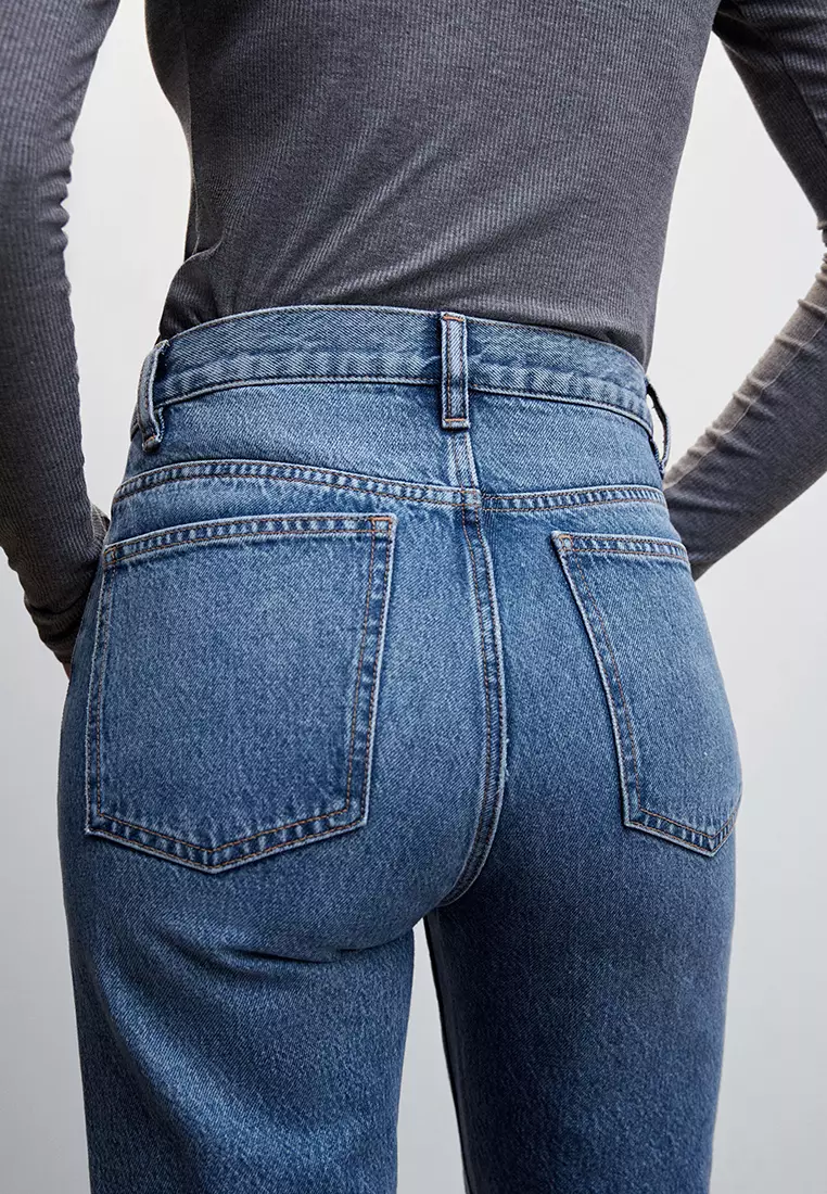 High-Rise Straight Jeans With Slits