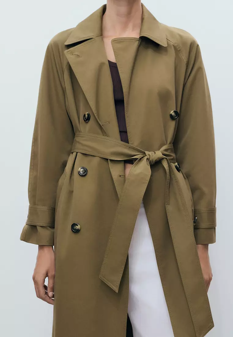 Long Double-Breasted Trench Coat