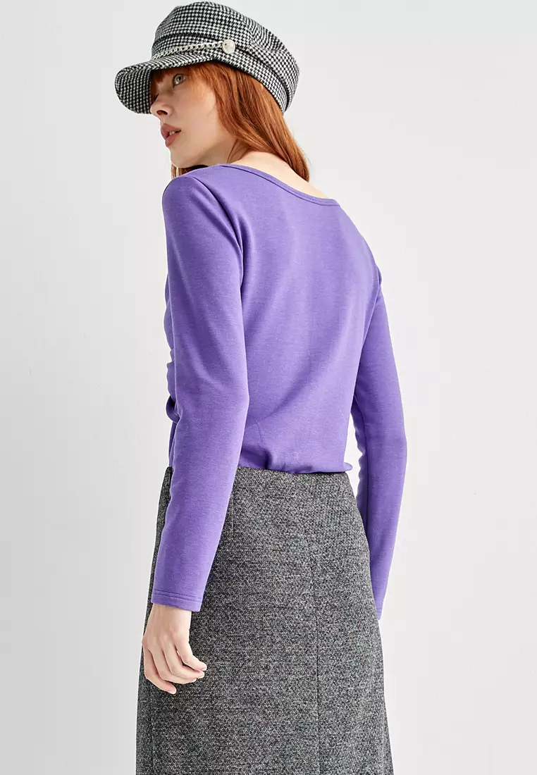 Front Twist Knot Purple Tee