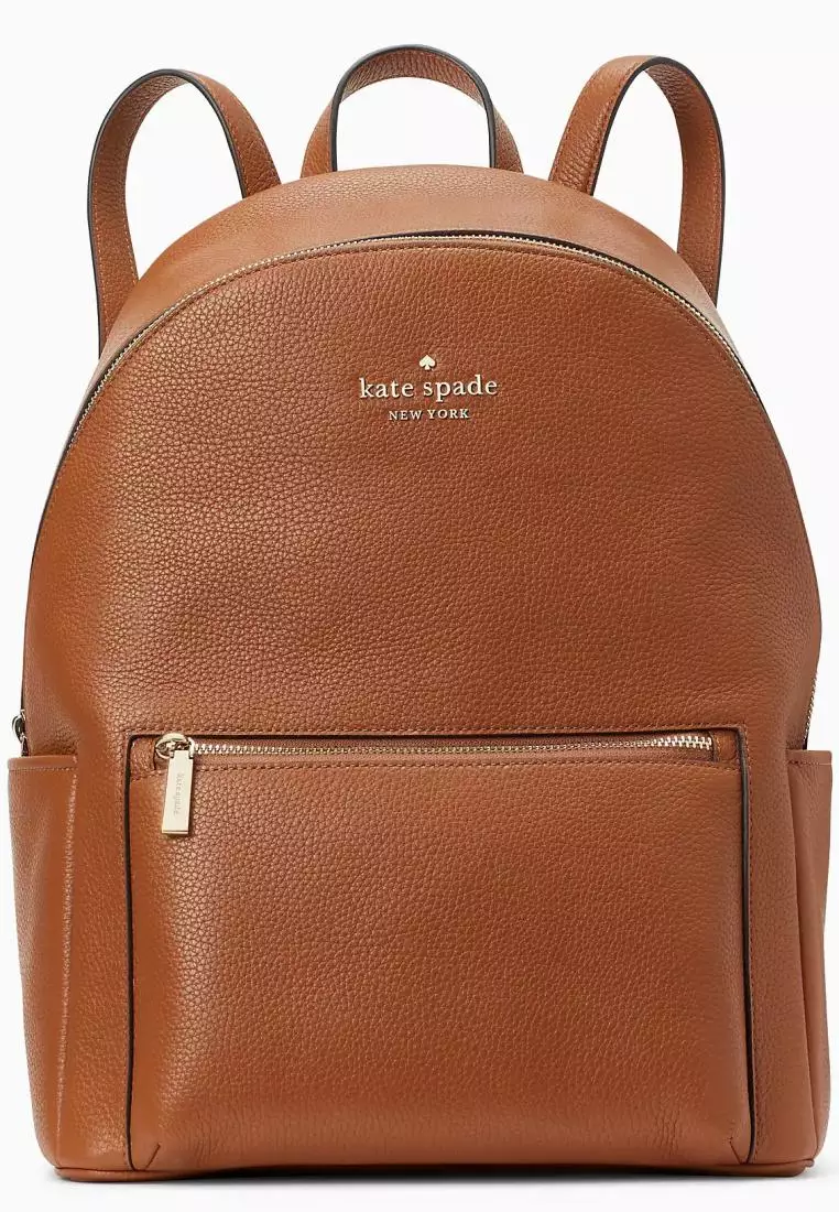 Kate Spade Leila Pebbled Leather Large Dome Backpack Warm Gingerbread