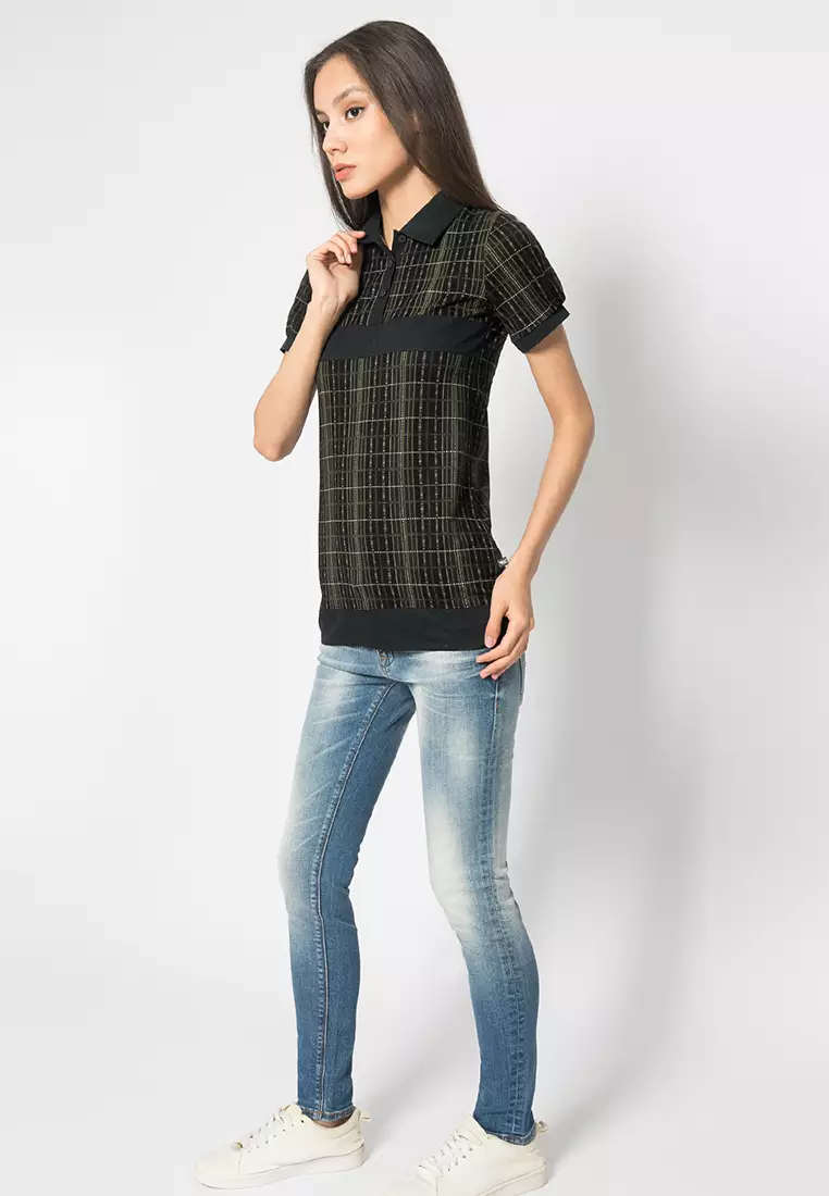 LGS Kaos Wanita Lengan Pendek Motif Hitam - LLTS.520.HD137.003.7C