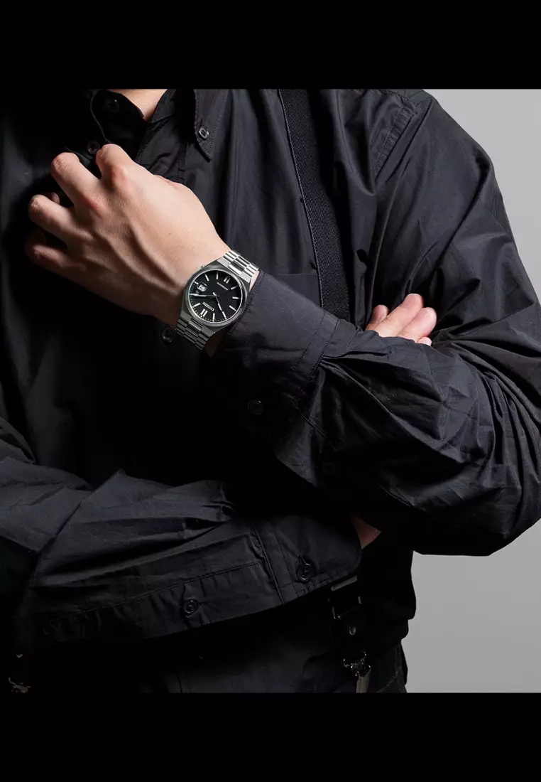 Citizen 西鉄城 TSUYOSA 系列黑色錶盤不銹鋼錶帶自動機械商務男士腕錶 NJ0151-53E