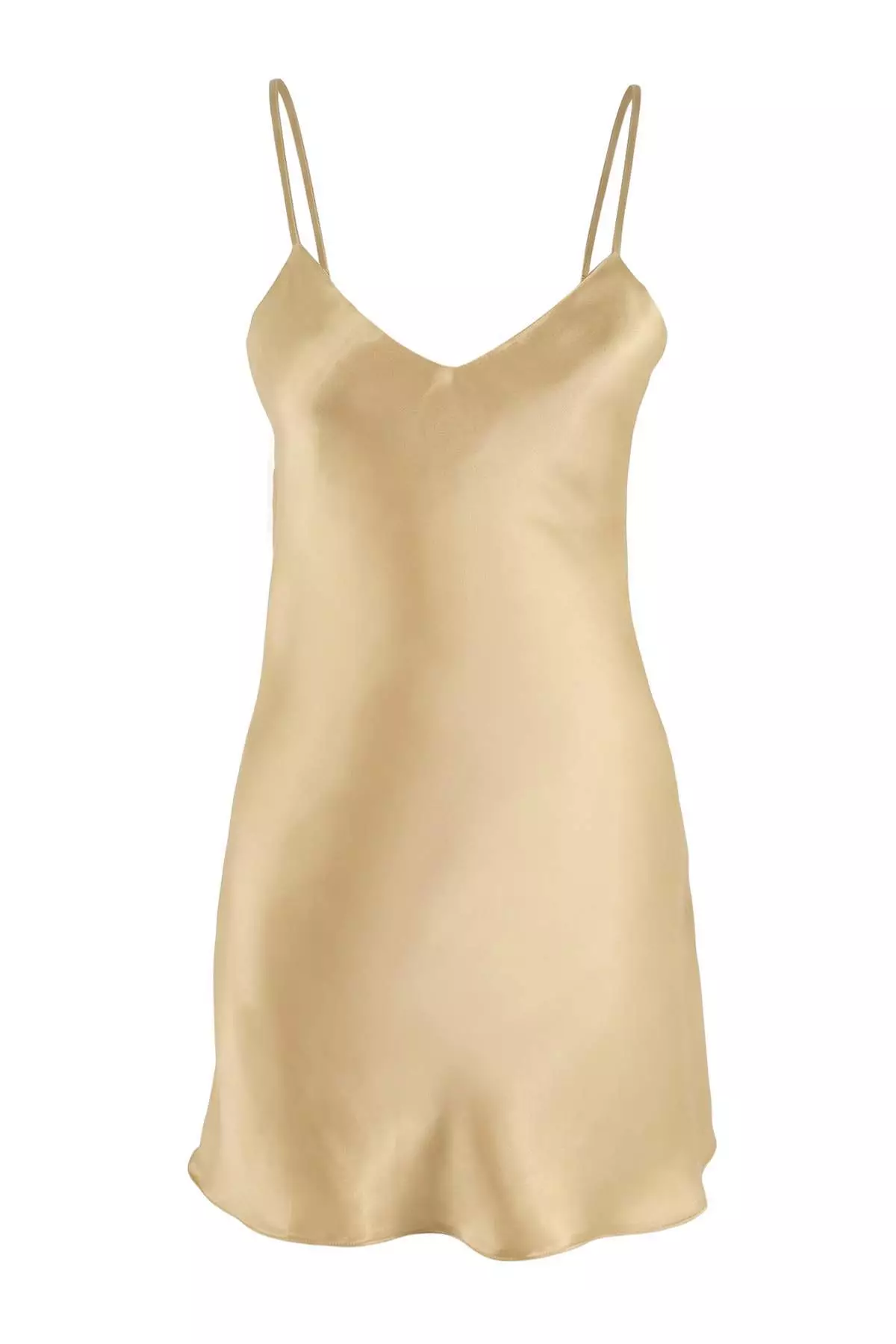 Gold Beige Back Lace Strap Satin D Woven Nightgown Thmss24Gc16
