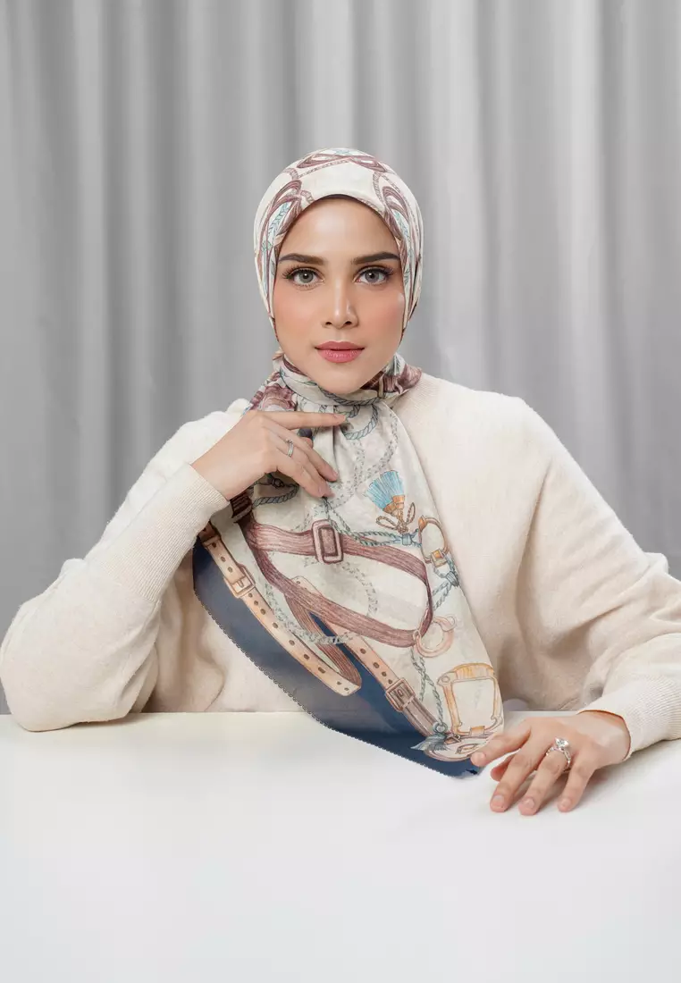 Alexandra Silk Jacquard Square - Marine