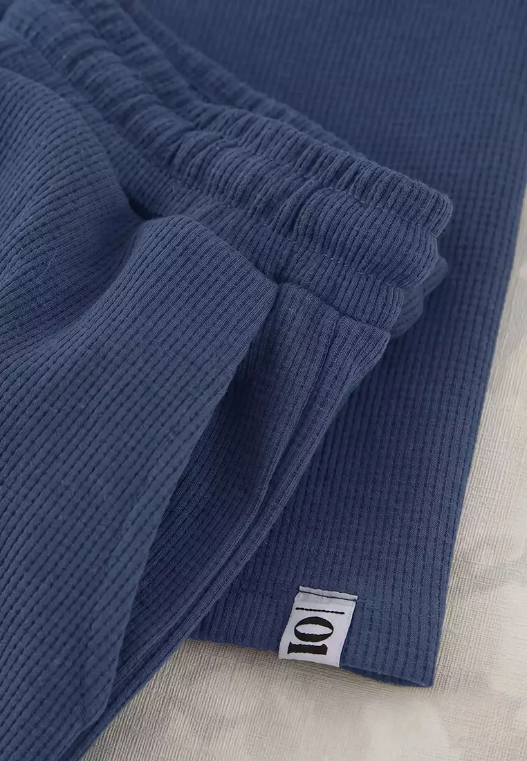 Indigo Oversize/Wide Cut Textured Tracksuit Set Tmnss25Em00010