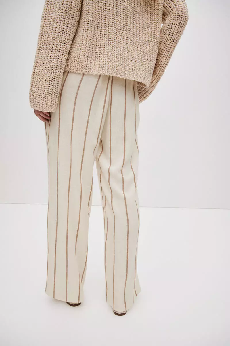 Linen-blend drawstring trousers