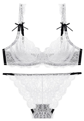 LYCKA white LMM0104-LYCKA Lady Sexy Bra and Panty Lingerie Set-White 82DC2US961D005GS_1