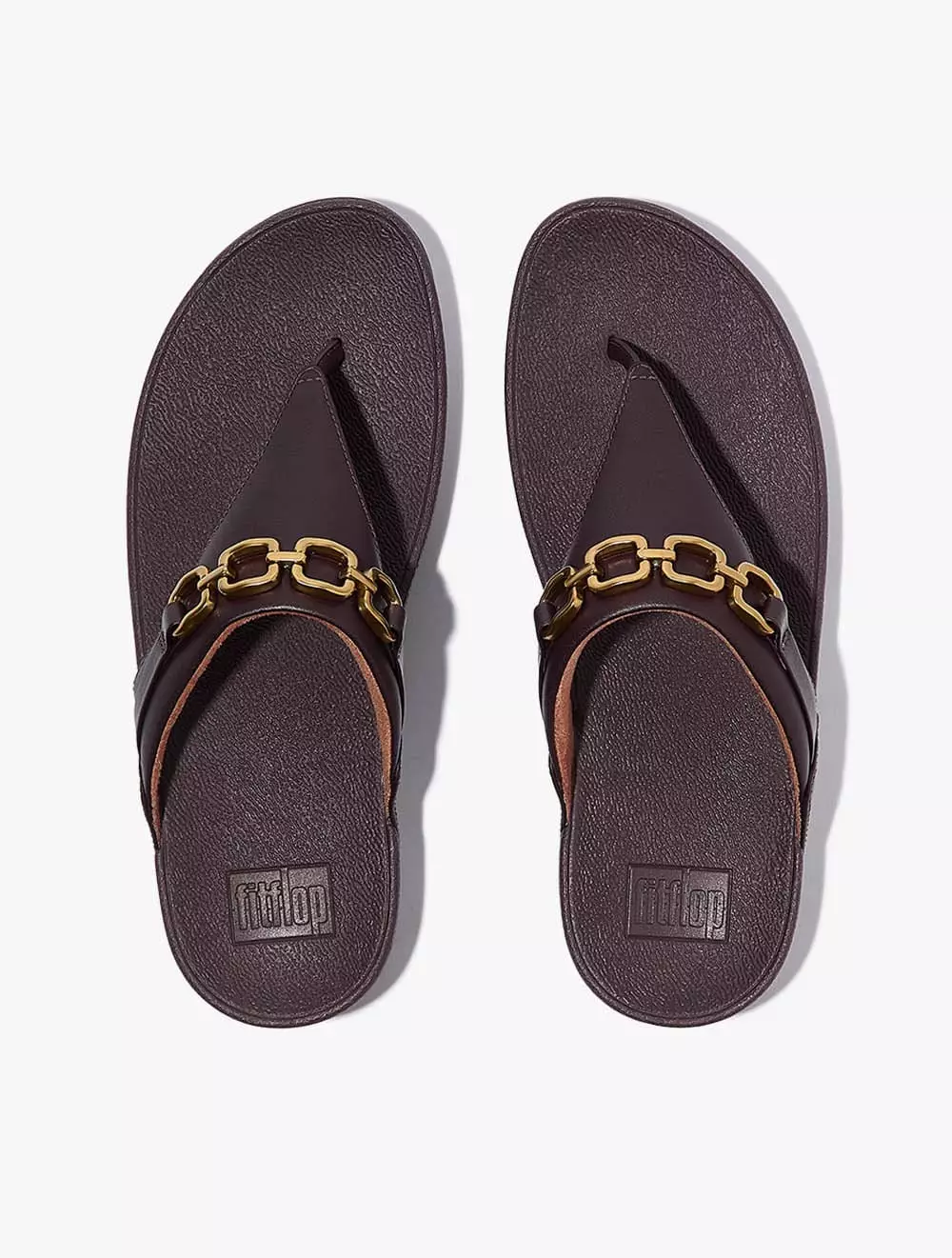 Fitflop Lulu Square-Chain Leather Toe-Post Sandals - Plumberry