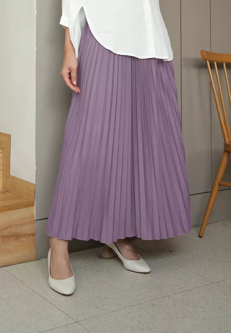 Cotton Bee - Rok Plisket Niana Aline Basic - Purple Yum