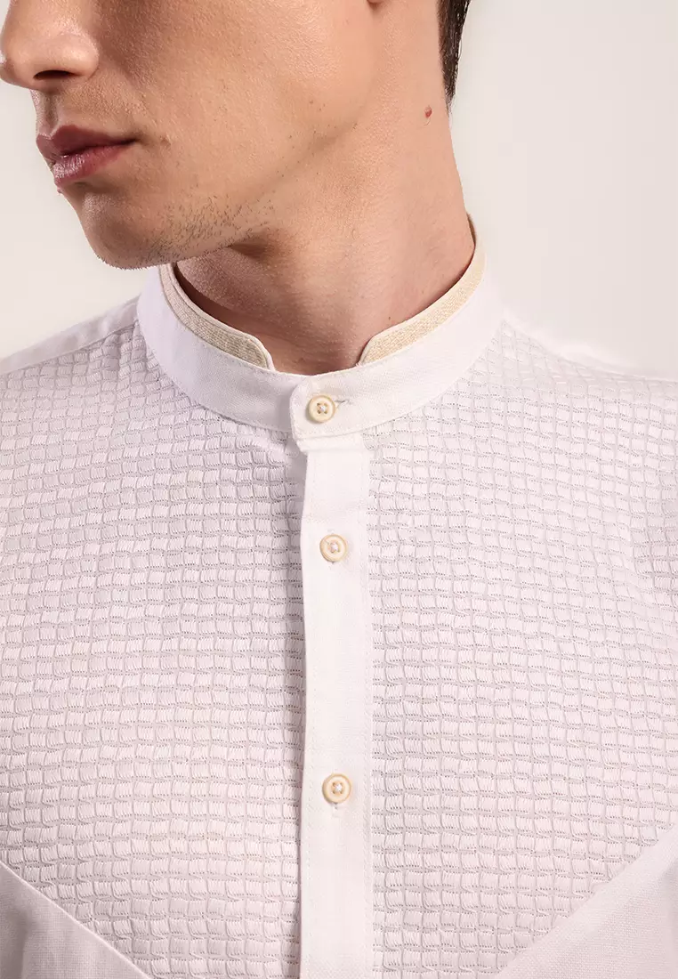 MOC Kemeja Shanghai Lengan Pendek Pria Toro A - White