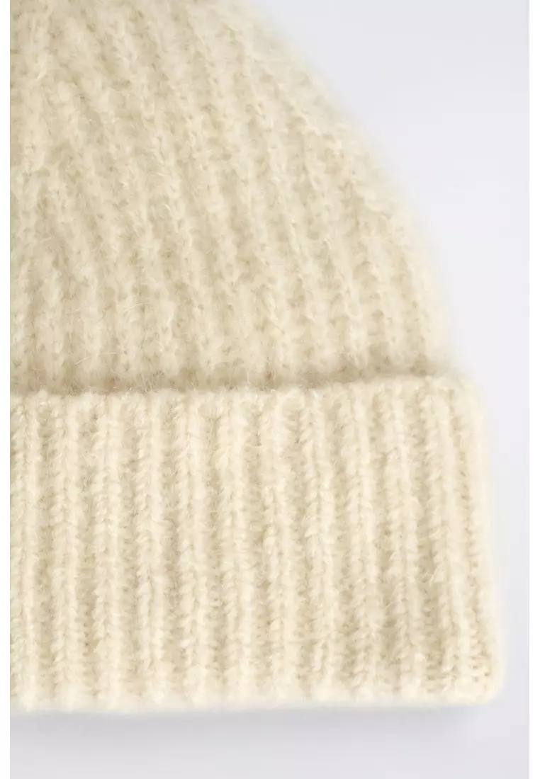SPACE-DYED BRUSHED WOOL-BLEND BEANIE