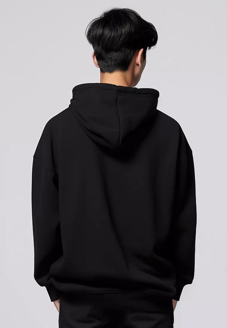 MT943T Hoodies Premium ScubaLux Anti Kusut Waterproof "Space2" Hitam