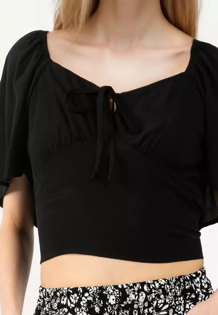 Short Sleeve Short Woven Top