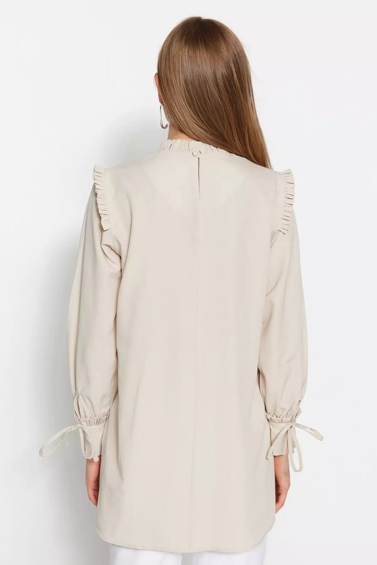 Buy Trendyol Woven Tunic with Ruffle Shoulder and Cuff 2026 Online | ZALORA