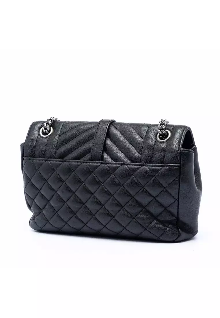 Pre-Loved Saint Laurent Medium Sheepskin Triquilt Monogram College Bag