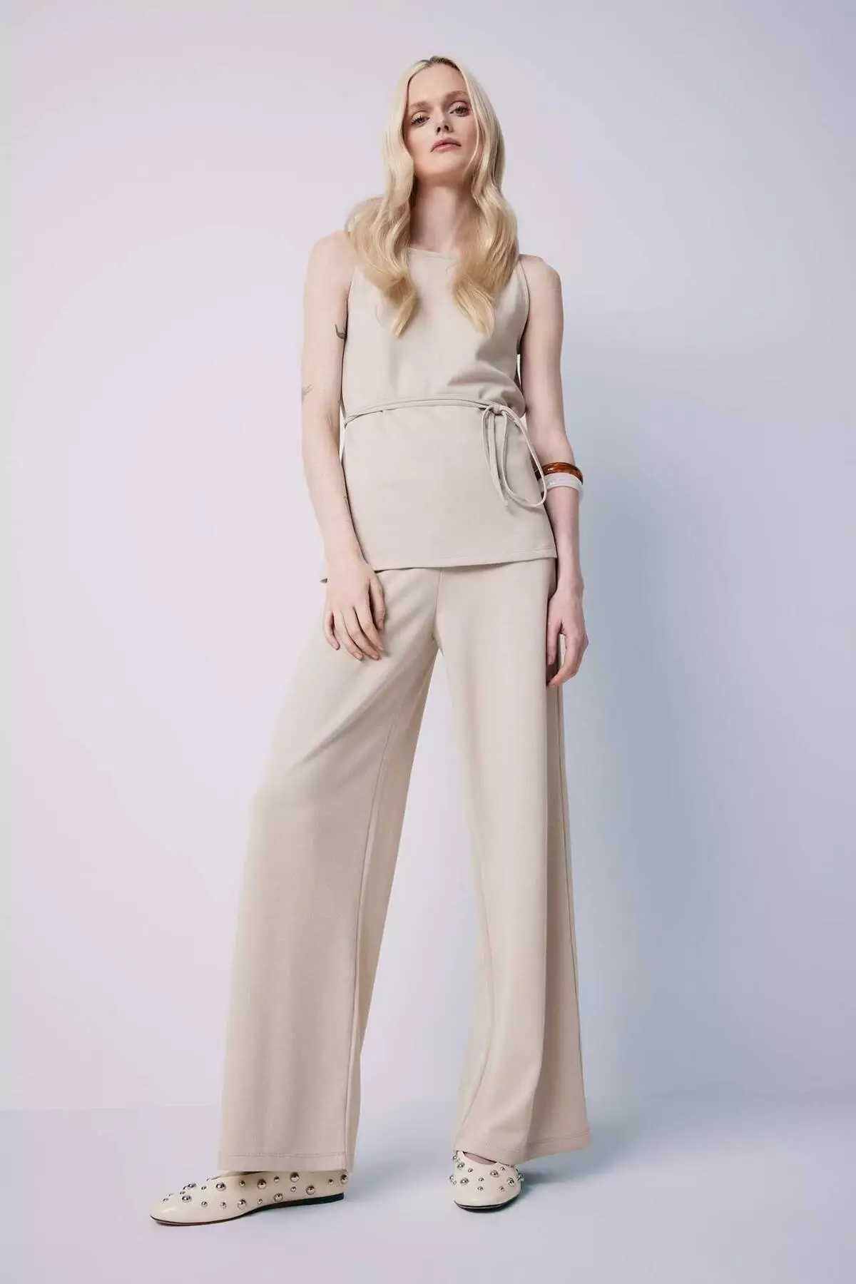 Wide Leg Wide Leg Basic Straight Pique Trousers E5784Ax25Sp