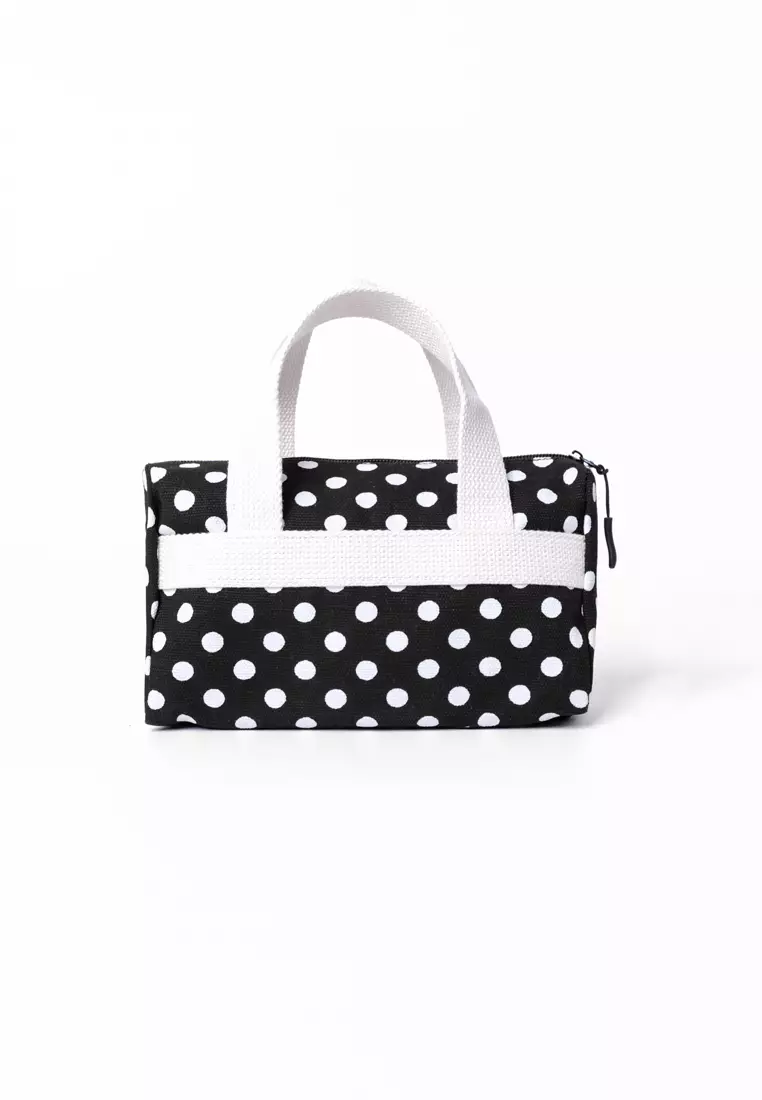 Pamole Pouch Kosmetik Bahan Kanvas Penutup Resleting - Polkadot