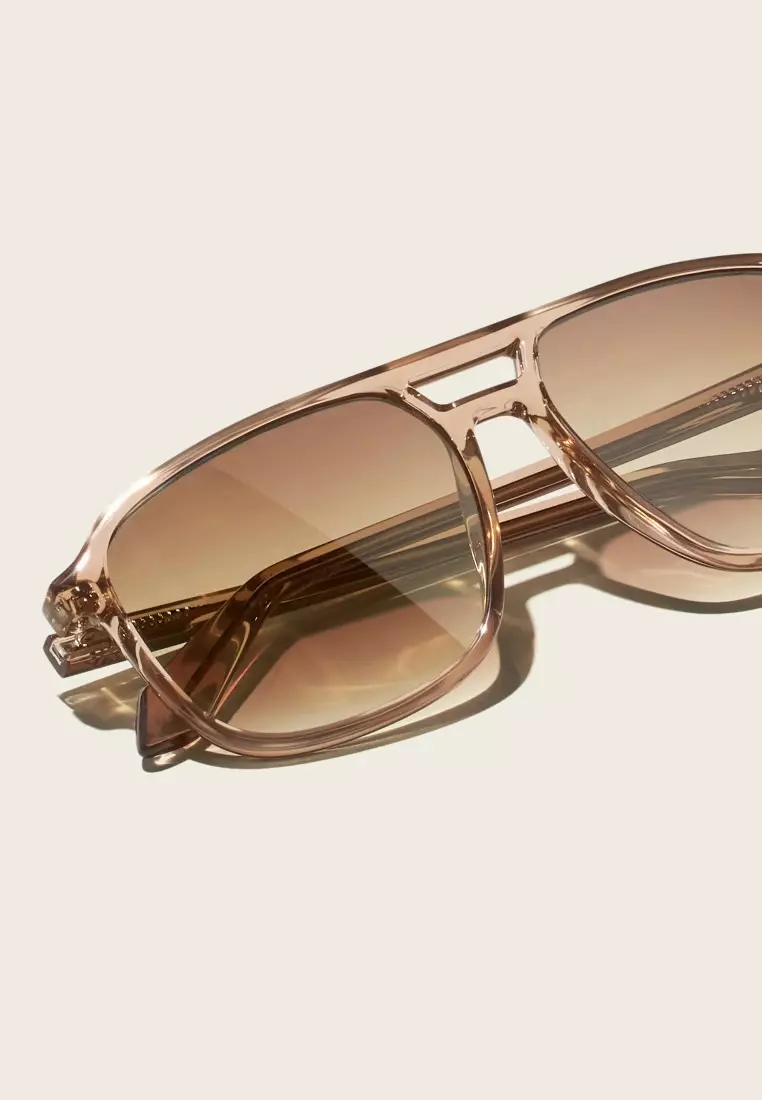 QUAY On The Fly Large Sunglasses - Oat/Sepia