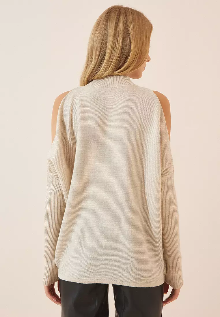 Cut Out Detailed Oversized Knitwear Sweater