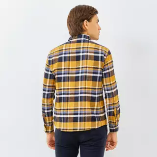 PAULMAY Kemeja Flanel Pria Lengan Panjang Kuning 6716