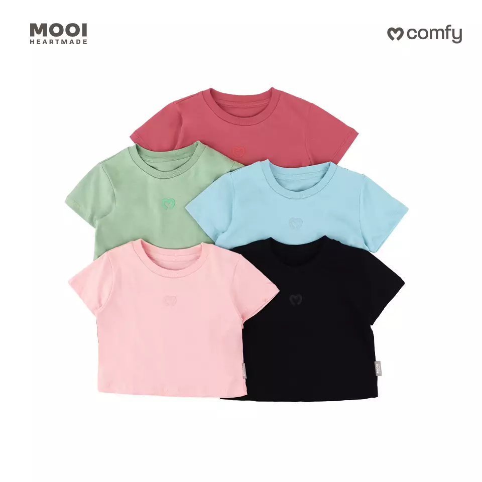 Mooi Kaos Anak Perempuan Comfy Girls Crop T-shirt - Red Clay