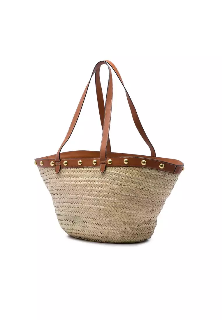 Pre-Loved Celine Large Raffia Classic Studded Panier Tote