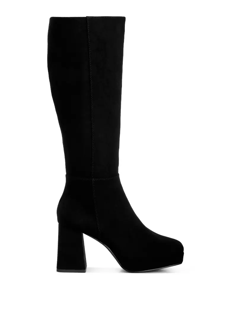 Block heel calf length boots 2025