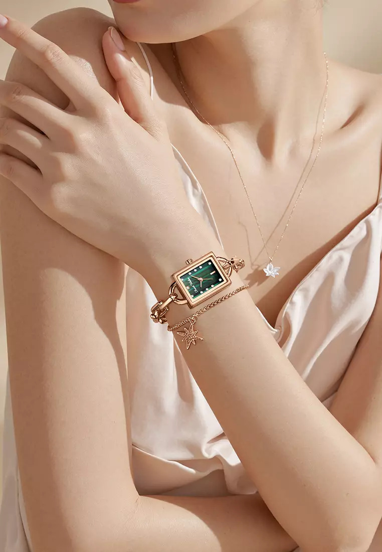 Jam Tangan Wanita Gelang Original Korea Fashion Anti Air Kuarsa Jam Tangan Cewek rosegreen