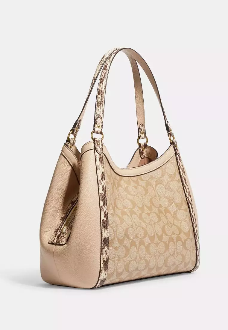 Coach Kristy Shoulder Bag In Colorblock Signature Canvas Light Khaki Ivory Multi