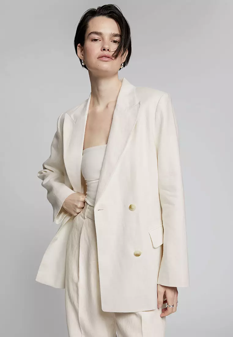 Relaxed linen top blazer