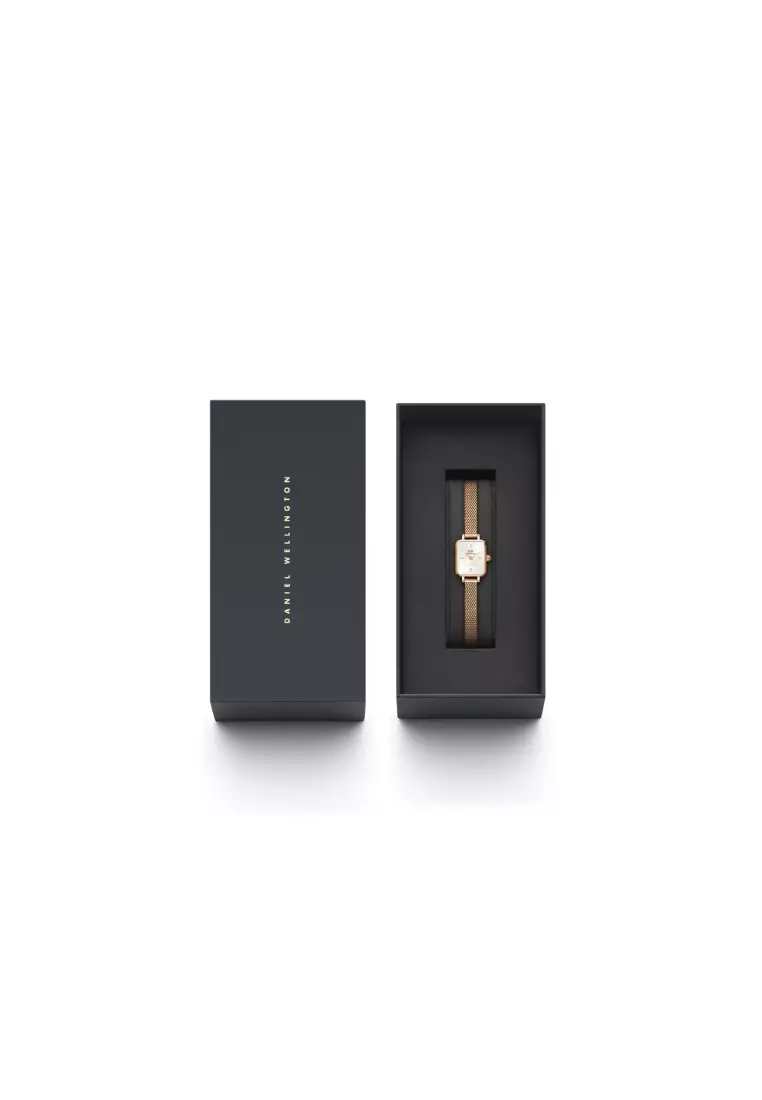 Quadro Mini Melrose Rose gold Champagne 15.4x18.2mm  - Watch for women - Stainless steel watch - DW - Women's watch - Female watch - Ladies watch