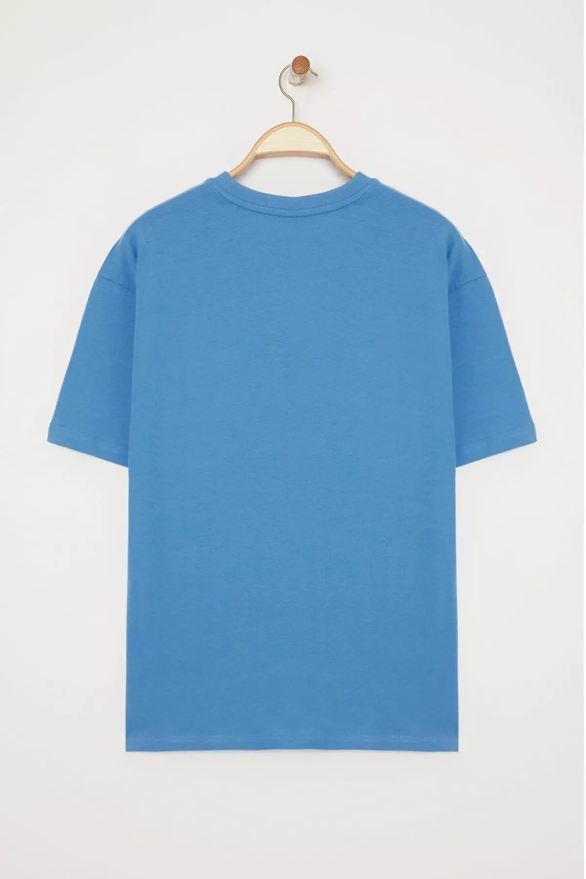 Blue Unisex Oversize/Wide Cut Teddy Bear Printed 100% Cotton T-Shirt TMNSS25TS00158