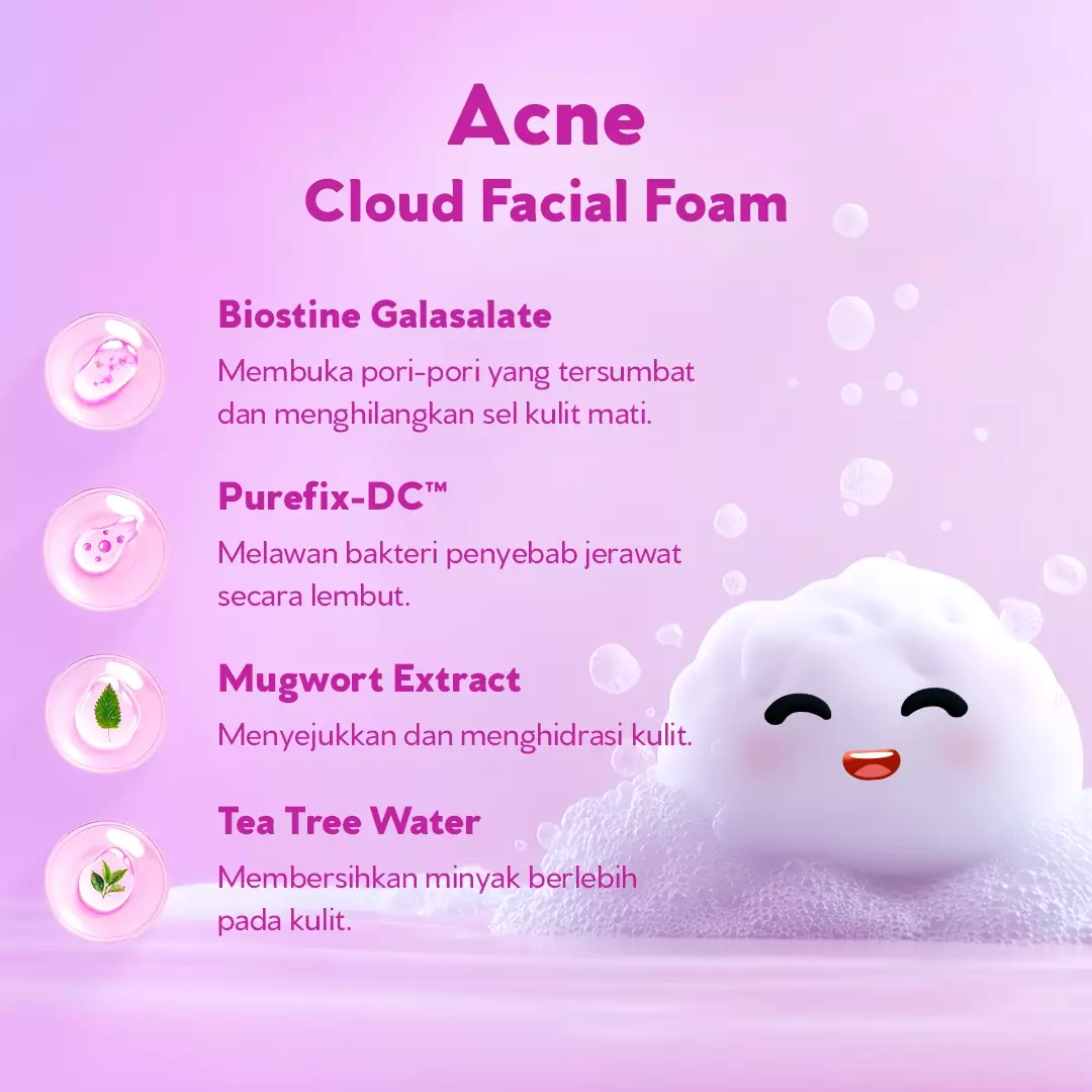Scarlett Whitening Acne Gentle Skin Cloud Facial Foam