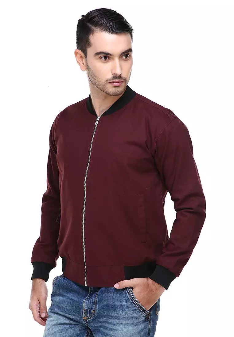 Jems Jaket Bomber Pria & Wanita Deluxe Jacket Material Canvas Baby Premium ORIGINAL - Maroon