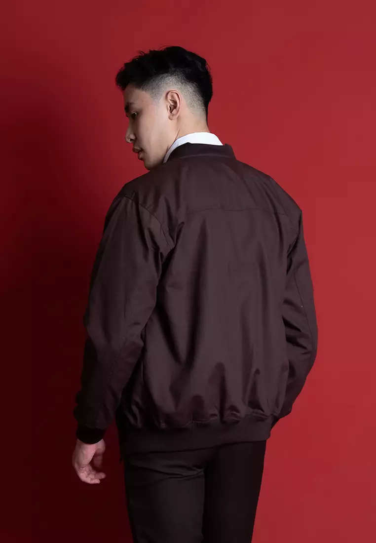 Houseofcuff Jaket Bomber Polos Windbreaker Cokelat Tua