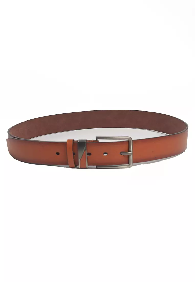 Ikat pinggang kulit belt leather pria COKELAT MUDA motif AA