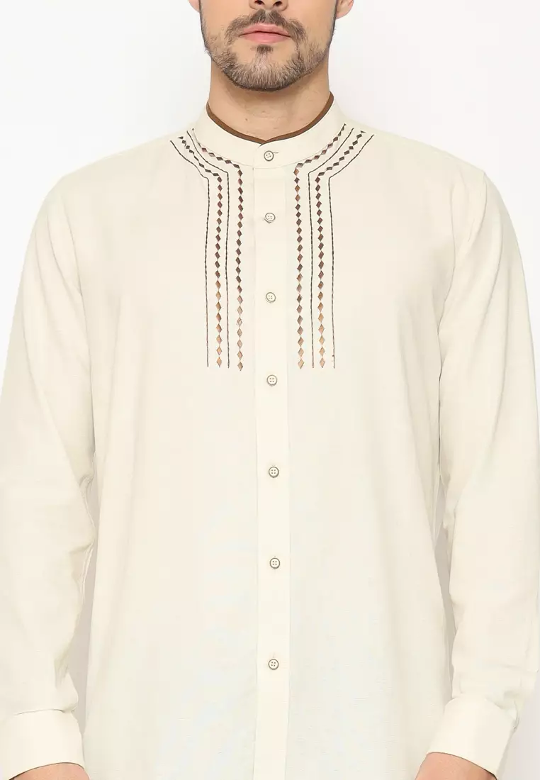 MAGINOT ALTAIR CREAM BORDIR Koko Slim Fit Lengan Panjang