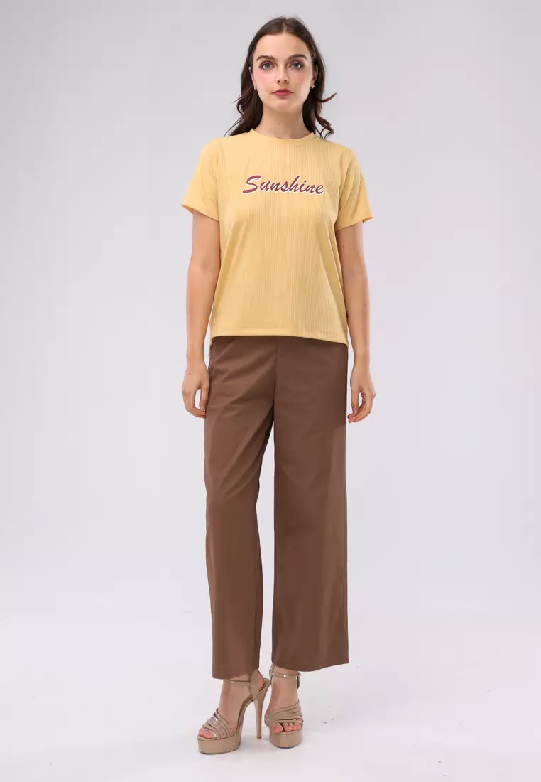 Special Ribbing Plain Knits Short Sleeves Blouse