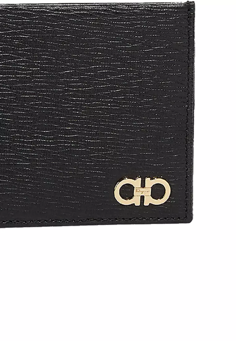 Ferragamo Gancini Men's Leather Bifold Wallet Black 685950