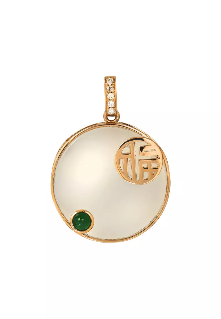 TOMEI Nephrite Collection Pendant, Rose Gold 750