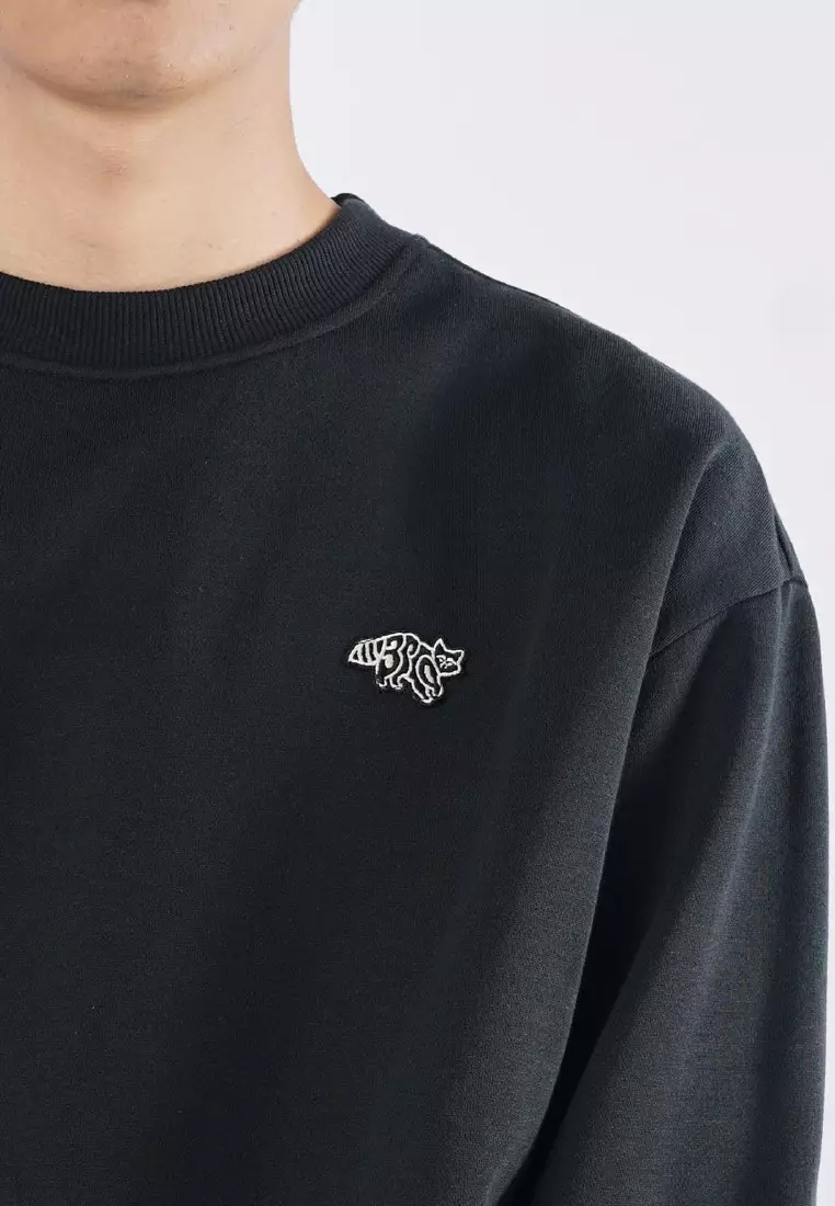 3Second Men's Jacket Crewneck Sweatshirt Relaxed Fit Fleece Creast C150325