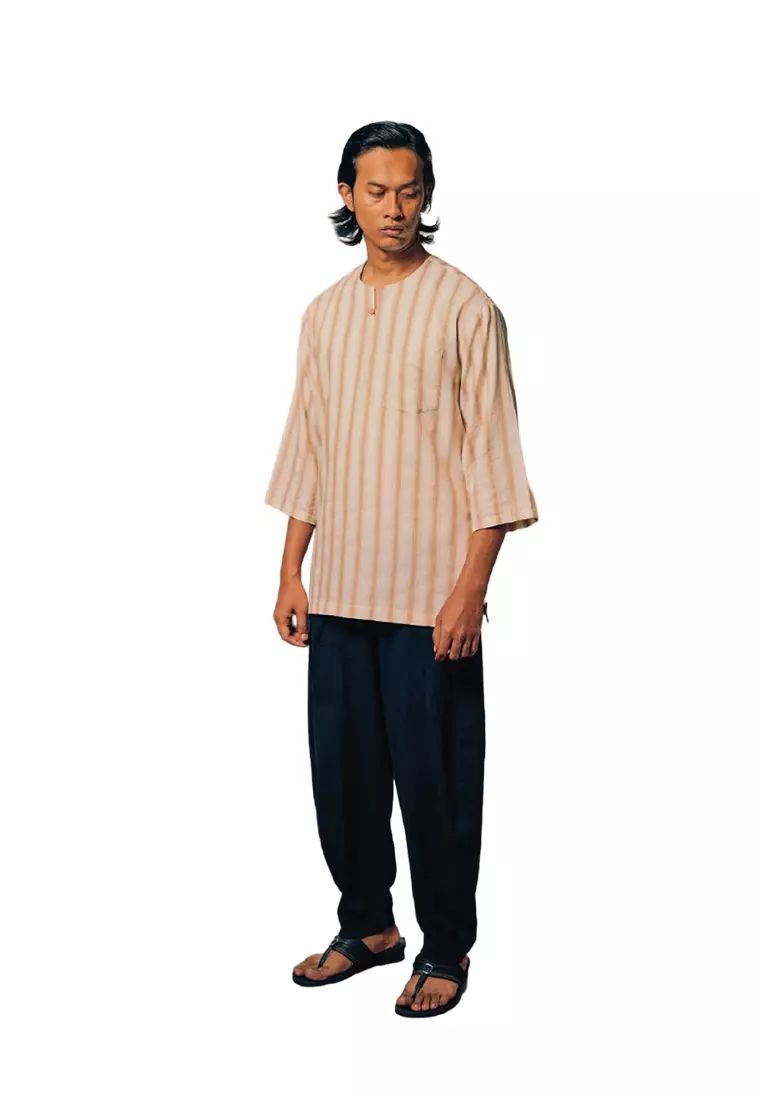 UMMA Indera Kurta Bakawali Raya 2024 in Stripe Brown